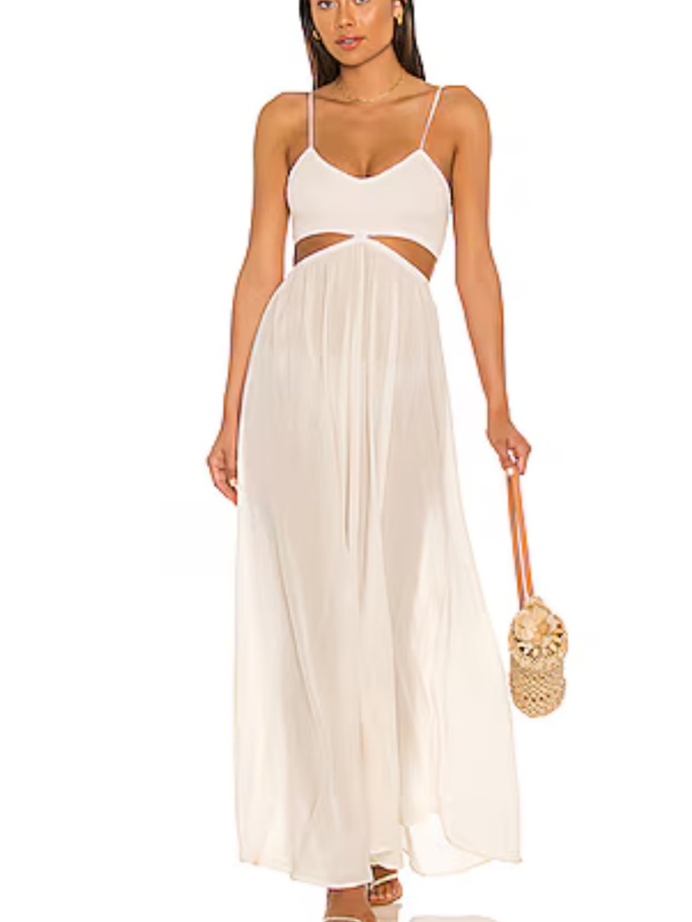 Indah Cream Cutout Spaghetti-Strap Maxi Dress